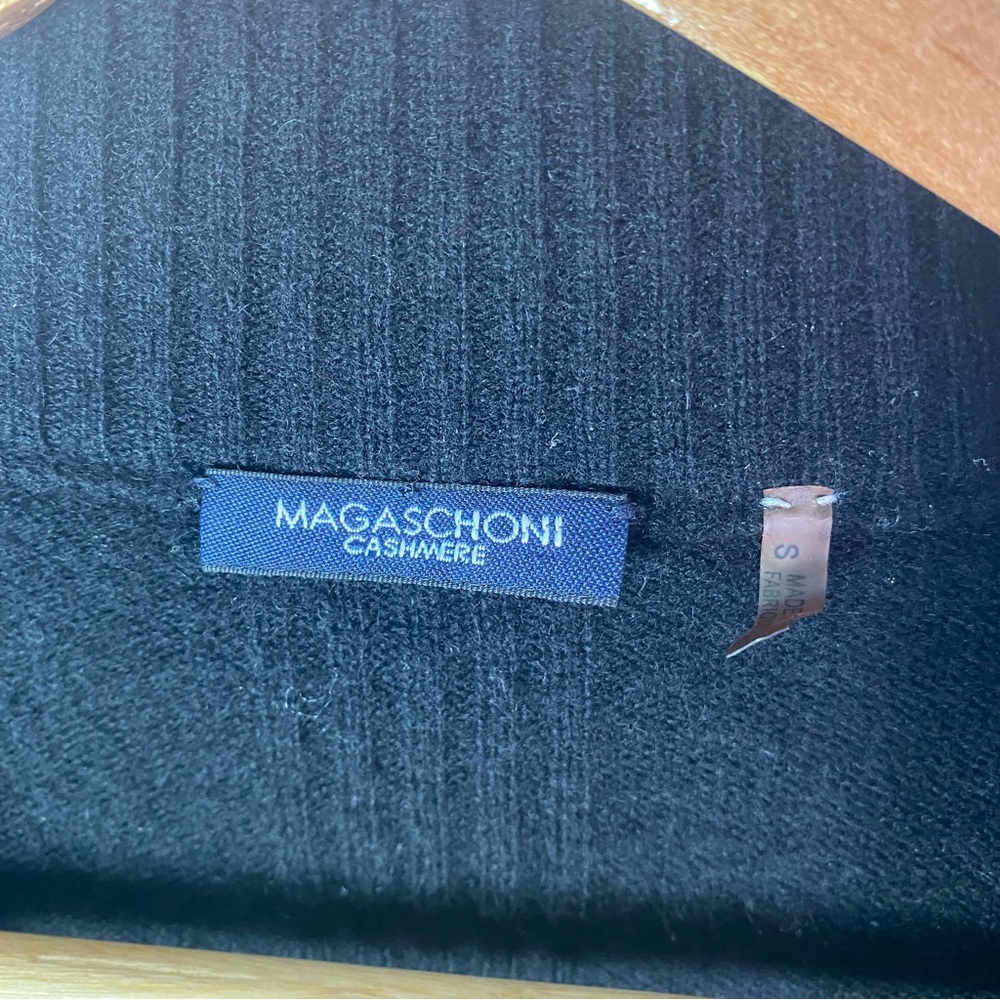 MAGASCHONI : size : S : cozy and casual black ribbed trim open cashmere cardigan - Picture 7 of 8